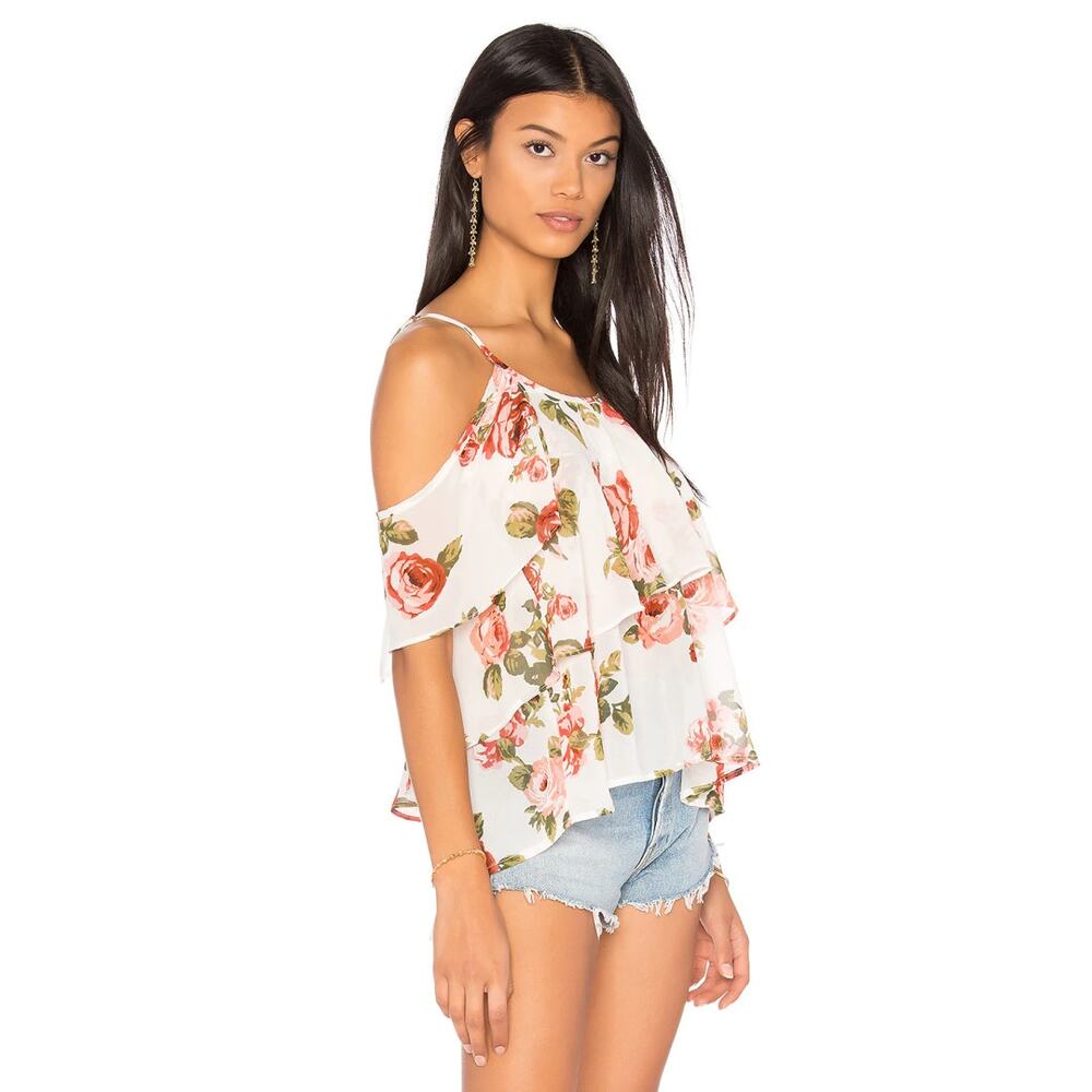 Show Me Your Mumu Rosie Posie Romance Cold Shoulder Ruffle Top NWT Womens Size S